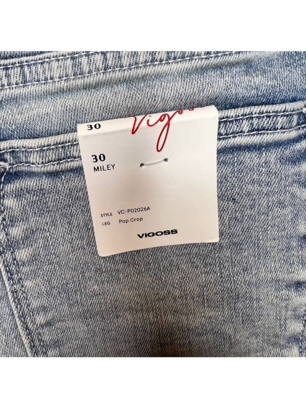 Vigoss Miley Womens Light Wash Pop Crop Jeans Size 30 High Rise NWT - Picture 3 of 10